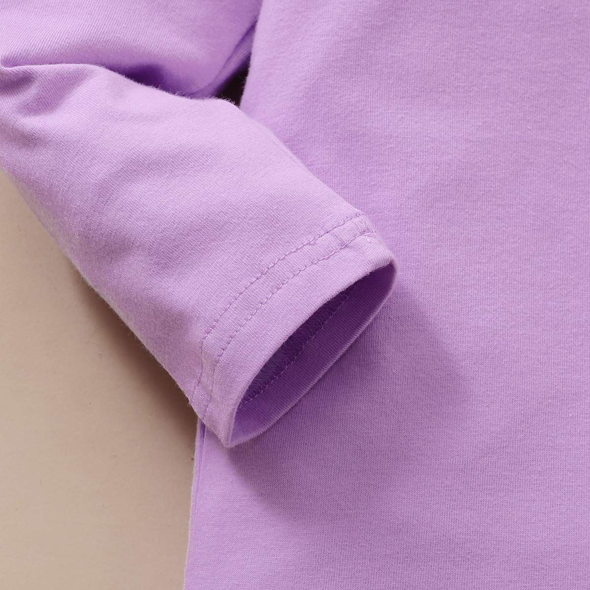 Toddler Baby Girls Long Sleeve Ruffle T Shirt Kids Casual Plain Solid Top Blouse T-Shirt Undershirt (Purple,6-7 Years)