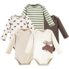 Touched By Nature Baby Organic Cotton Long-Sleeve Bodysuits, Moose, 12-18 Months
