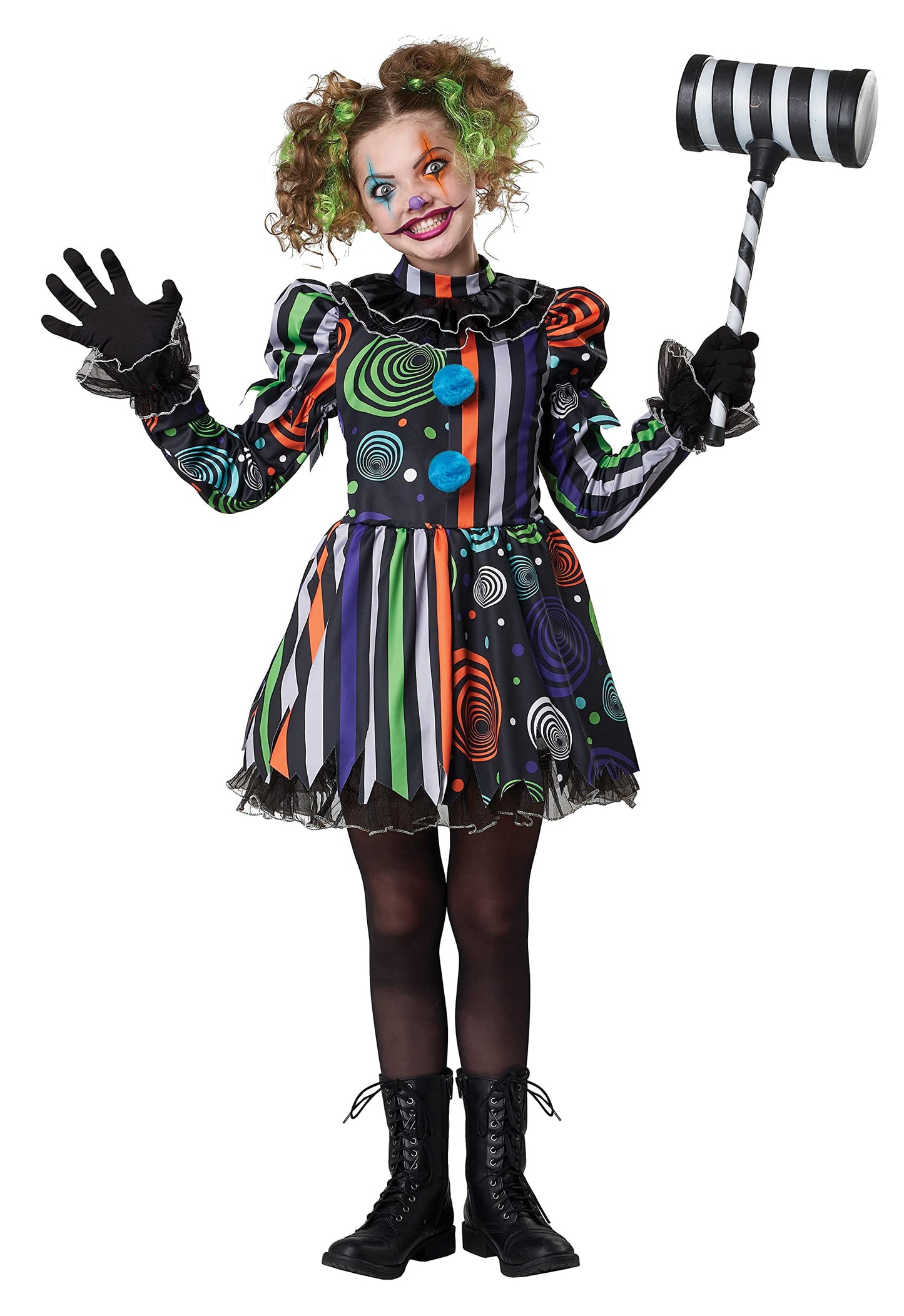 Neon Nightmare Clown Child Costume Medium