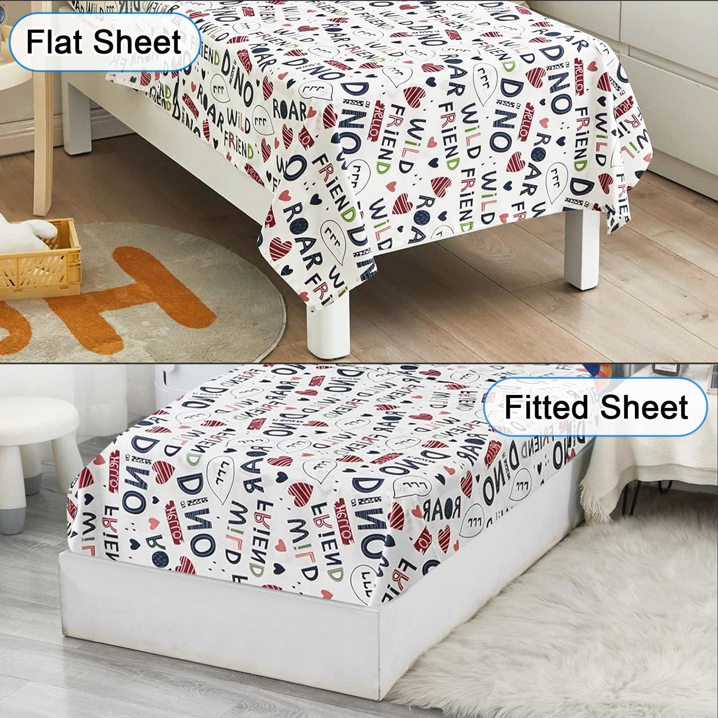 Wowelife Dinosaur Toddler Bedding Set For Boys Grey 4 Piece Toddler Bed Sets Blue Kids Toddler Comforter Set Breathable Soft Wit