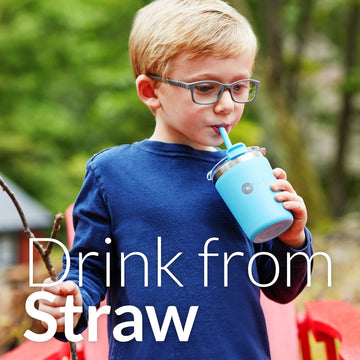 Popyum 9Oz Insulated Stainless Steel Kids Cups With Lid And Straw, 2-Pack, Blue, Green, Stackable, Sippy, Baby, Child, Toddler,