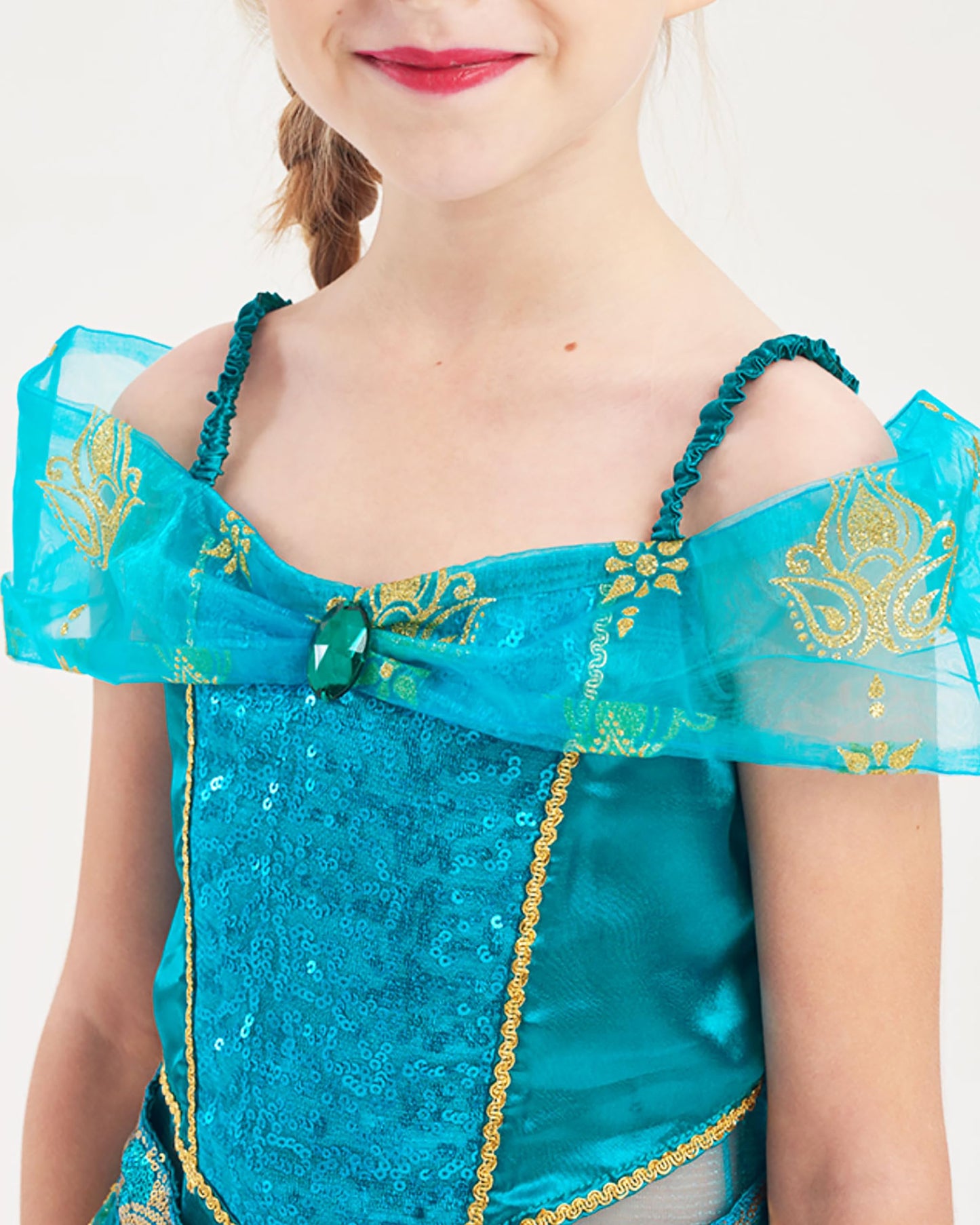 Ikali Princess Dress Up For Girls, Arabian Princess Costume Fancy Dress Kids Toddlers Birthday Party Outfit 7-8 Years Blue