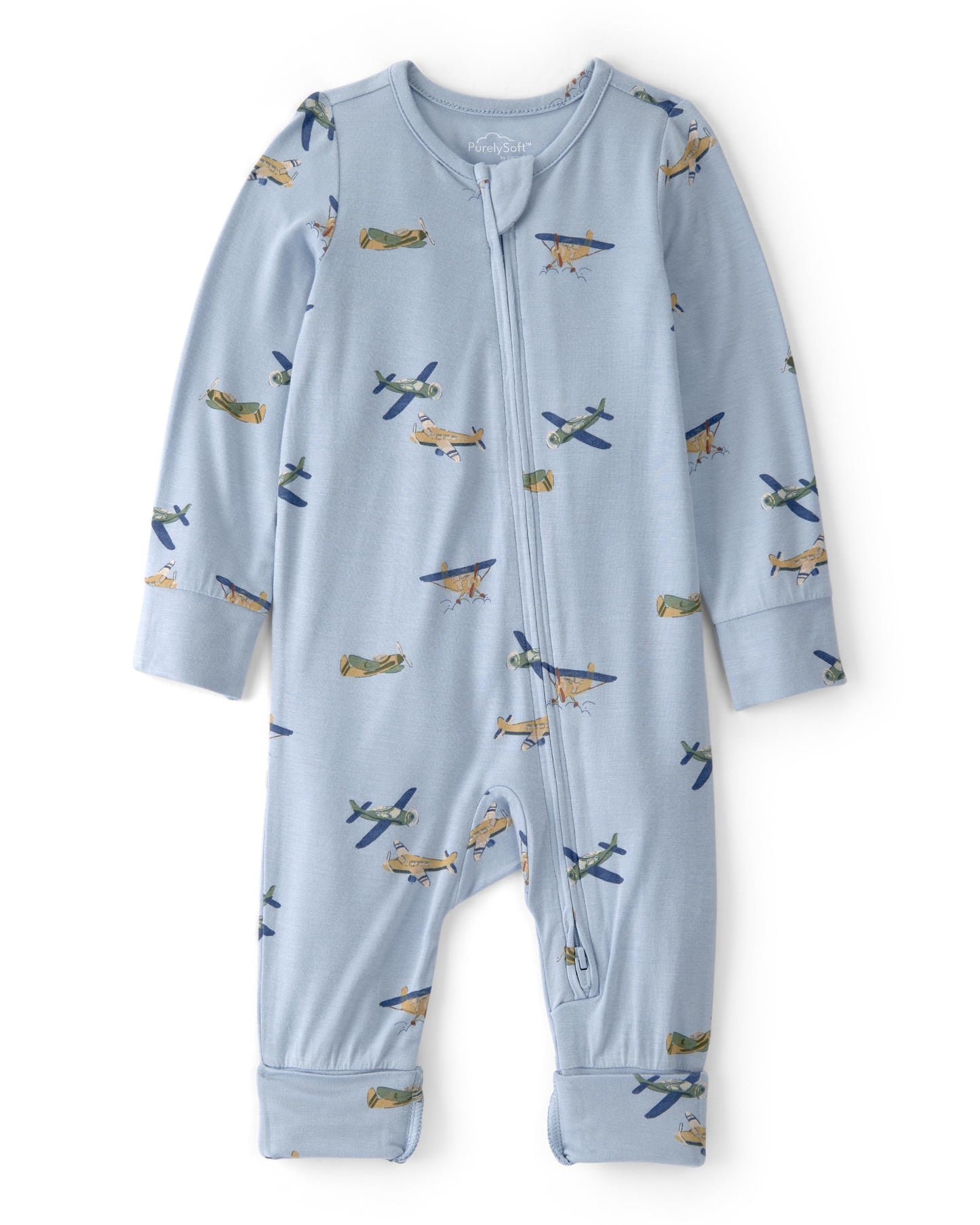 Carters Boy PurelySoft Sleep and Play Pajamas, Vintage Plane, NB