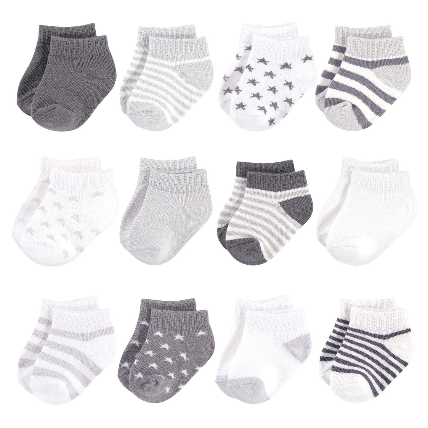 Touched By Nature Baby Boys Touched Nature Unisex Organic Cotton Socks, Cream Charcoal Stars, 6-12 Months Casual Sock, Cream Cha