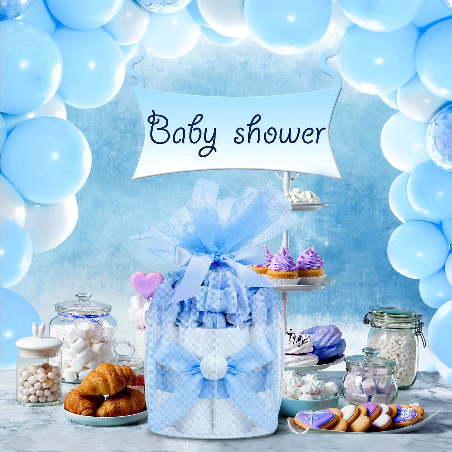 Diaper Cake For Baby Boy And Girl Elephant Crown Diaper Cake Supplies Gender Neutral Baby Diaper Cakes Cute Decorated Baby Showe