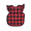 Bapronbaby Flutter Red Buffalo Plaid Bapron - No Neck Tie Safer Bib For Baby & Toddler - Soft Waterproof Stain Resistant - Machi