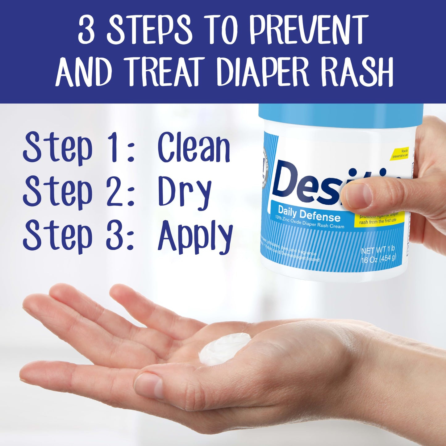 Desitin Daily Defense Baby Diaper Rash Cream With 13% Zinc Oxide, Barrier Cream To Treat, Relieve & Prevent Diaper Rash, Hypoall