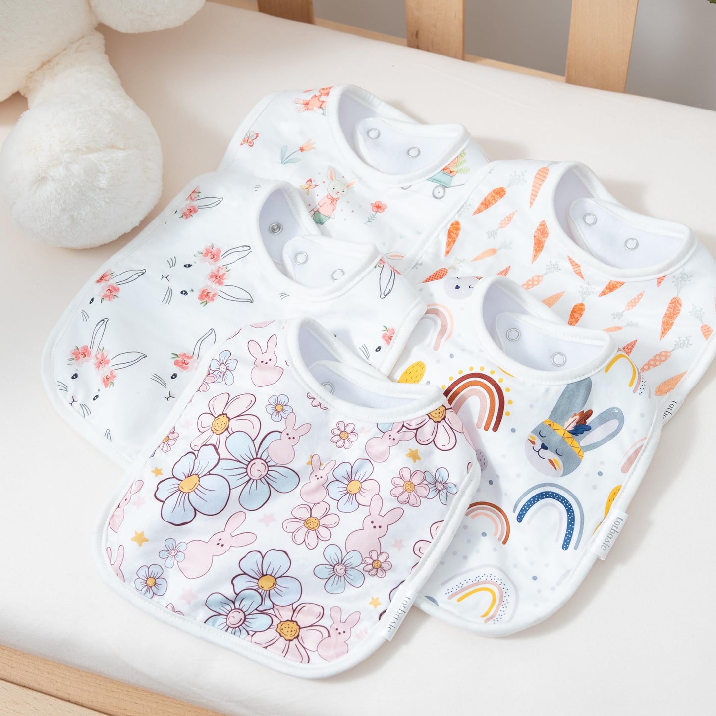 Totbasic Super Soft Baby Bibs For Spring Time, 18-Pack Light Girls Boys Drooling And Teething Bibs For 0-36 Months Infants Squar