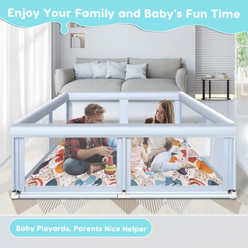Fshibila 65'   50' Large Baby Playpen With Mat, Baby Playard For Babies And Toddlers, Baby Fence Play Pens For Indoor & Outdoo