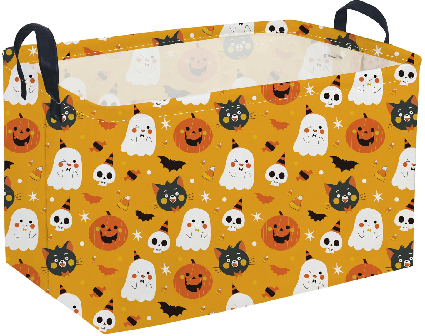 Sanjiaofen Rectangular Kids Basket,Halloween Basket.Cute Baskets for Room Decor, Pumpkin Baskets with Handles.Books Bins,Gifts B