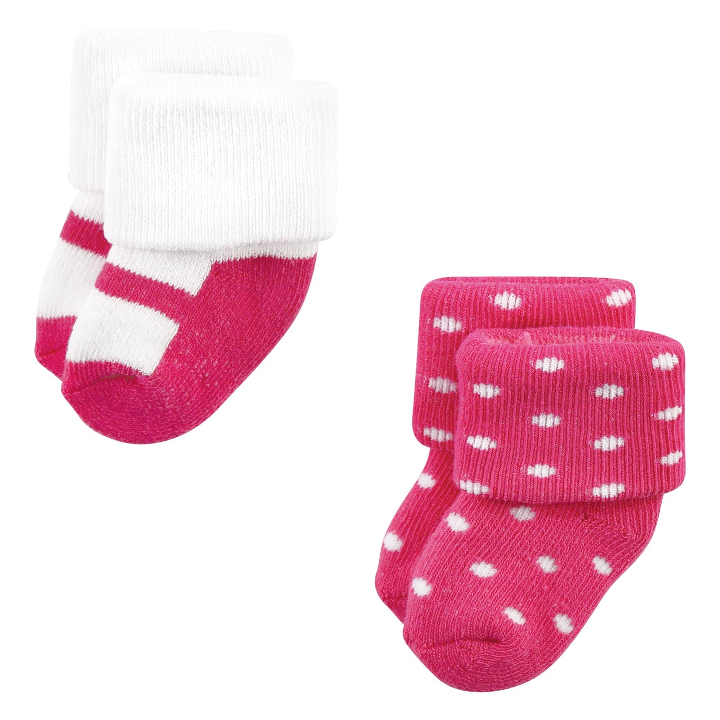 Hudson Baby Unisex Baby Cotton Rich Newborn And Terry Socks, Pink Strawberry, 0-6 Months