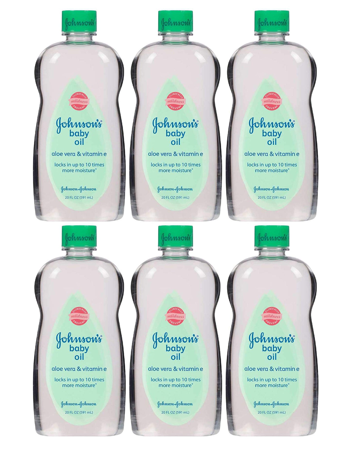 Johnson S Baby Oil, Mineral Oil Enriched With Aloe Vera And Vitamin E To Prevent Moisture Loss, Hypoallergenic, 20 Fl. Oz (Pack