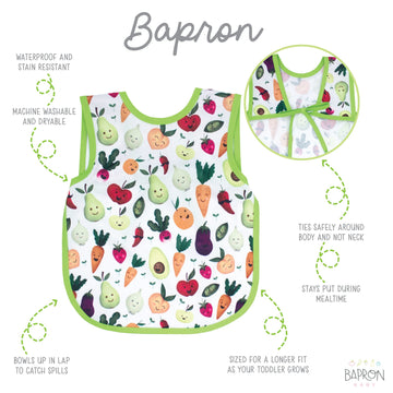 Bapronbaby Market Fresh Bapron - No Neck Tie Safer Bib For Baby & Toddler - Soft Waterproof Stain Resistant - Machine Washable -