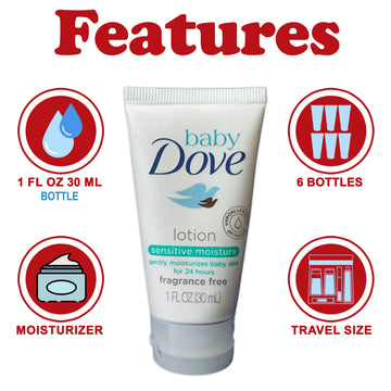 Baby Dove Sensitive Moisture Baby Lotion, 6 Pk Hypoallergenic Fragrance-Free For Sensitive Skin, Moisturizing Unscented Baby Lot