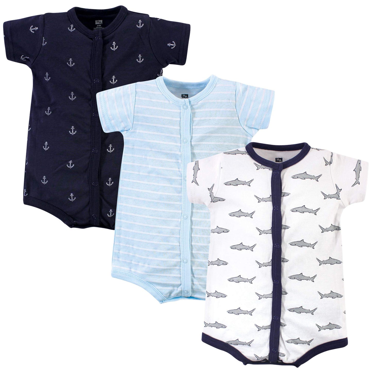 Hudson Baby Baby Boys Cotton Rompers And Toddler T Shirt Set, Gray Shark, 9-12 Months Us