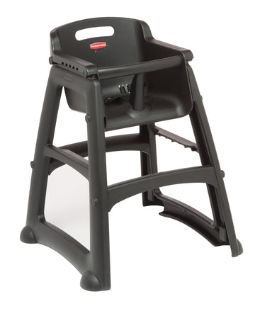 Rubbermaid Commercial Products Sturdy High-Chair, 33Lb Capacity, Black, Pre-Assmbled, Stackable, Fits Under Table For Child/Baby