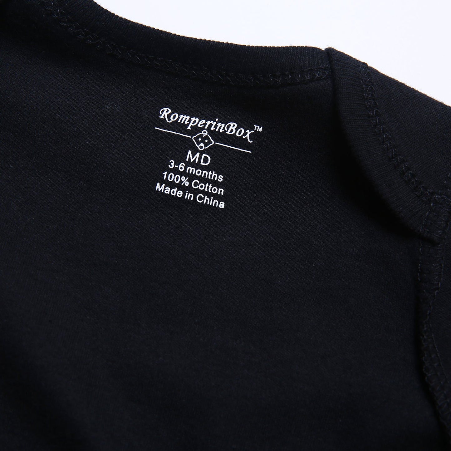 Romperinbox Unisex Solid Baby Bodysuit 0-24 Months (6-9 Months, Black Long Sleeve)