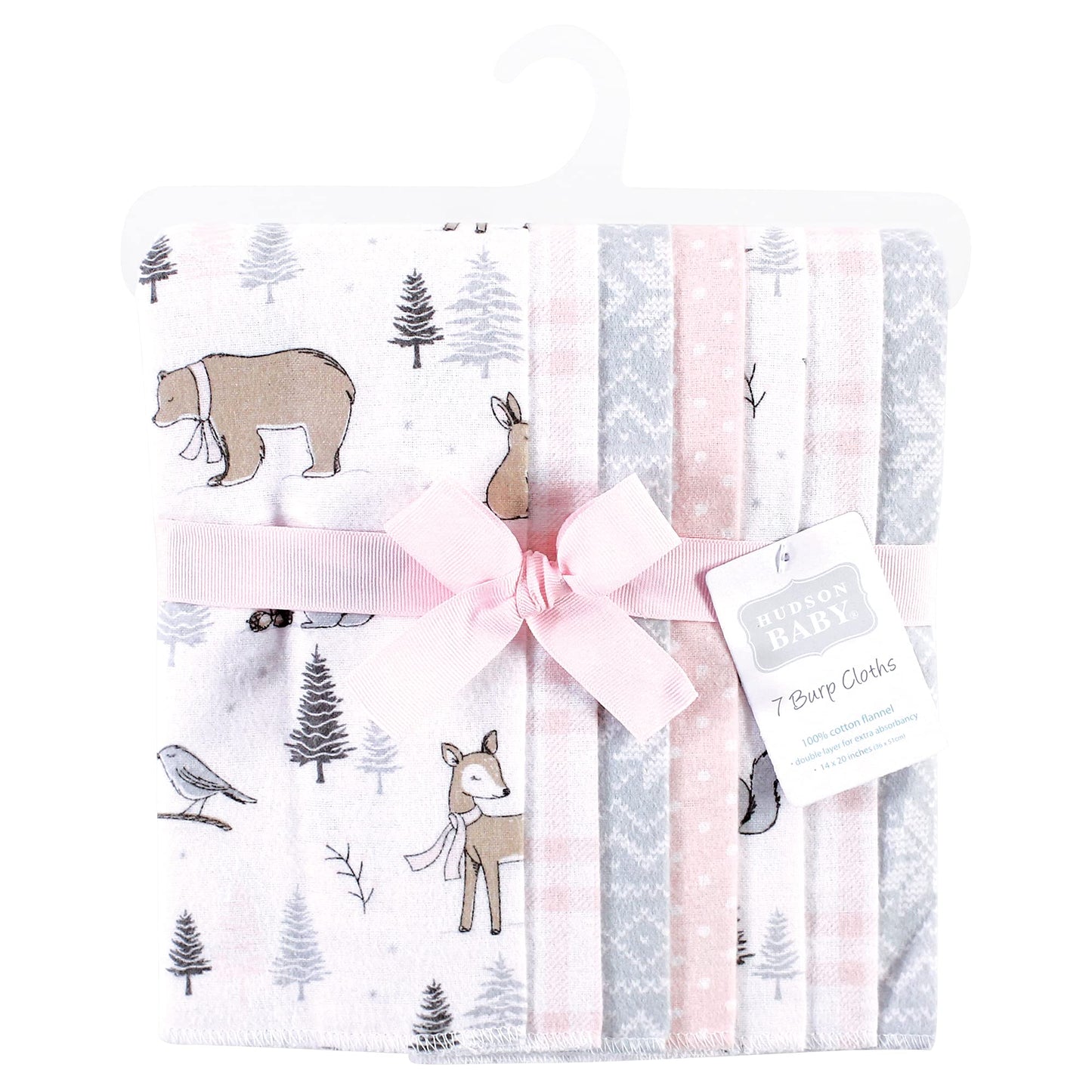 Hudson Baby Unisex Baby Cotton Flannel Burp Cloths, Winter Forest, One Size
