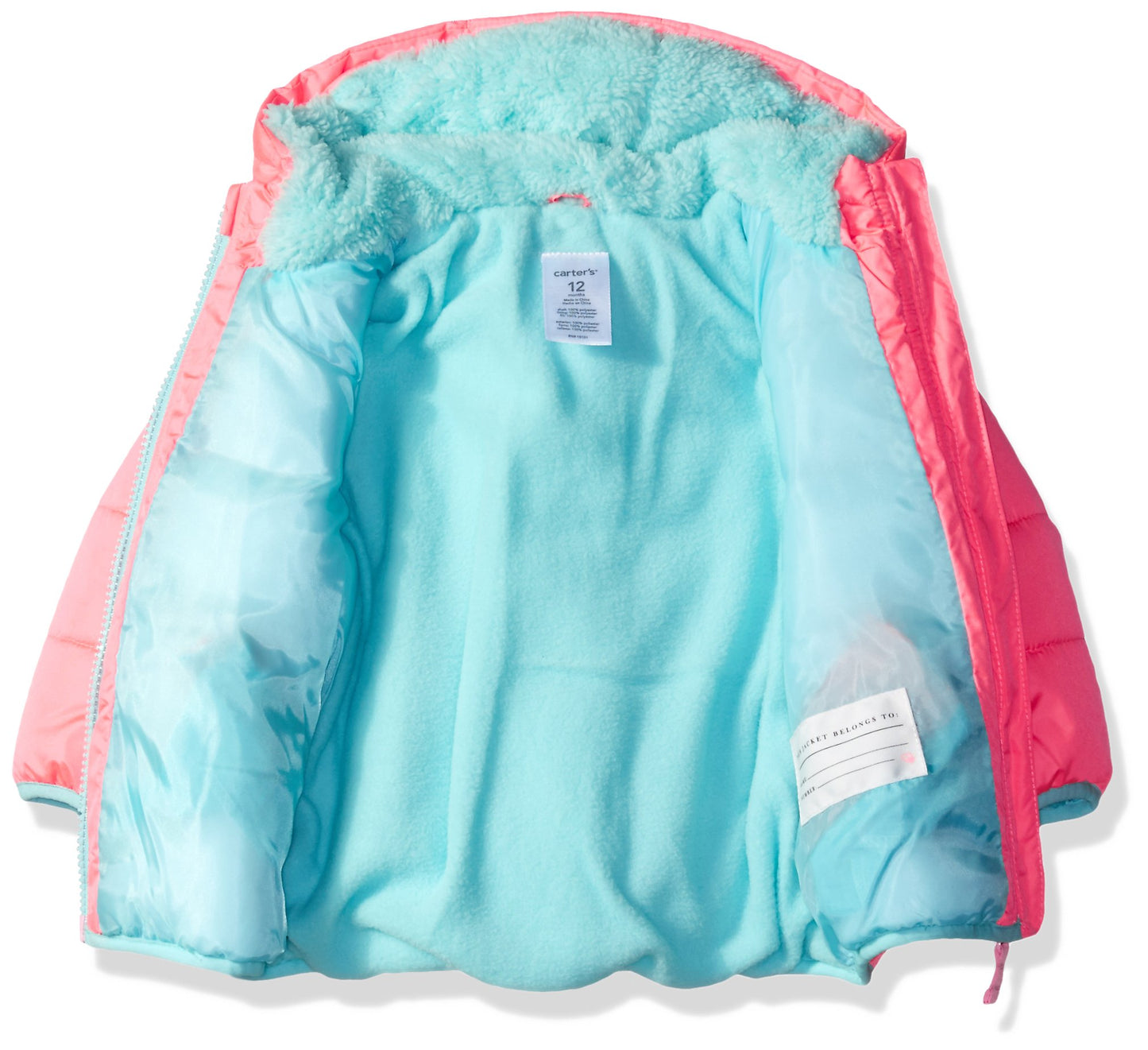 Carter'S Baby Girls' Infant Classic Heavyweight Puffer, Coral, 24M