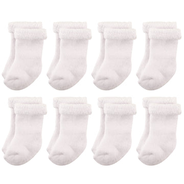 Hudson Baby Baby Boys Cotton Rich Newborn And Terry Casual Socks, White Terry, 0-6 Months Us