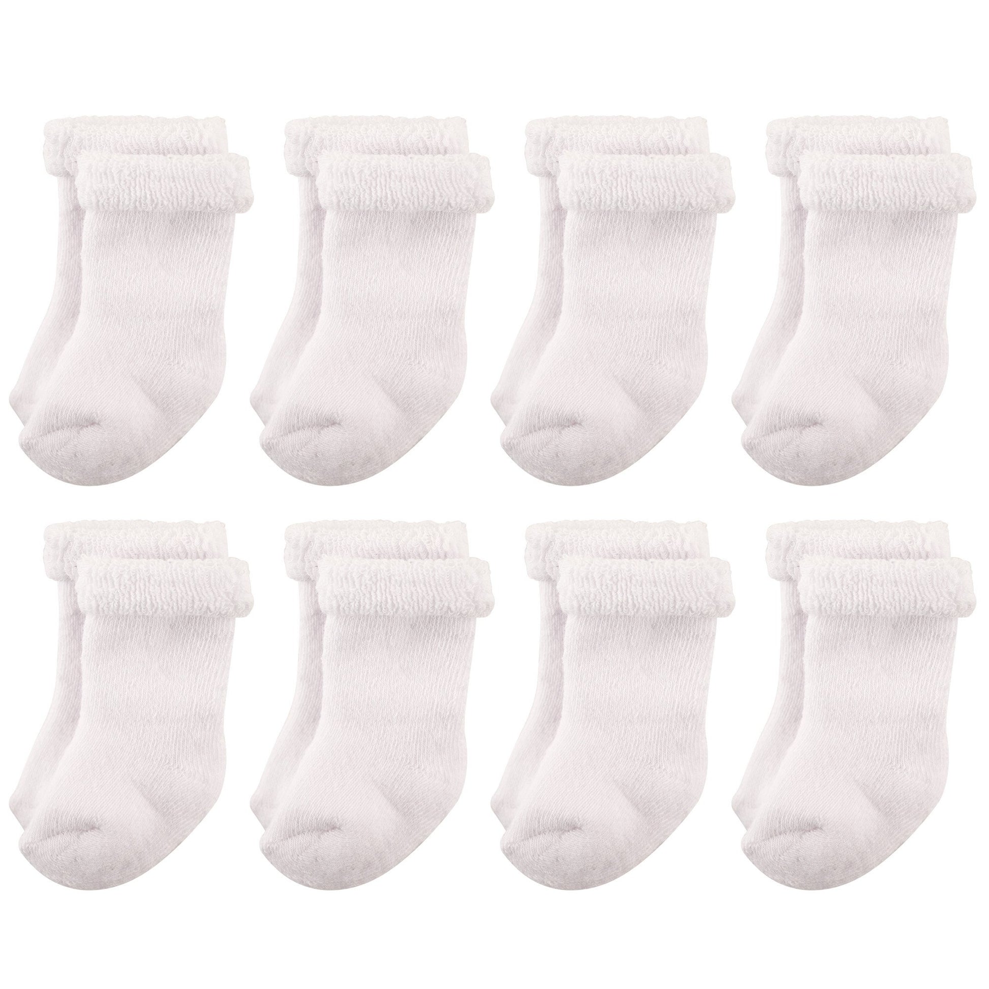Hudson Baby Unisex Cotton Rich Newborn And Terry Socks, White Terry, 6-12 Months Us