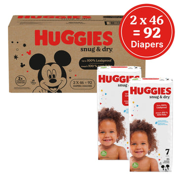 Huggies Size 7 Diapers, Snug & Dry Baby Diapers, Size 7 (41+ Lbs), 92 Count (2 Packs Of 46), Packaging May Vary