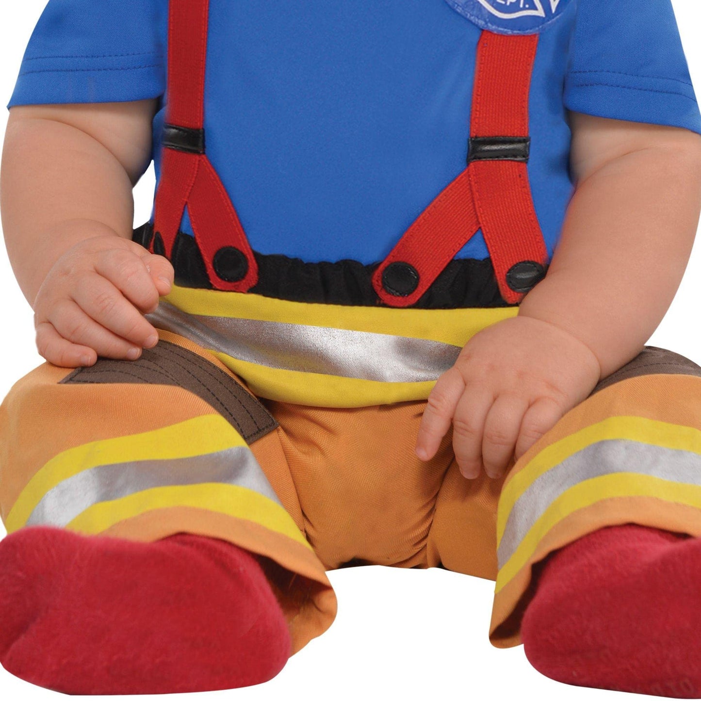 Amscan First Fireman Halloween Costume For Babies, 6-12 Months, With Red Hat And Attached Suspenders And Badge