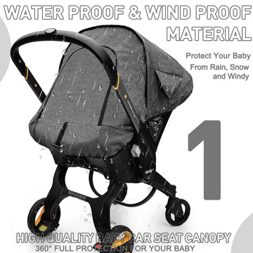 Waterproof Baby Car Seat Cover Compatible With Doona Car Seat And Stroller,Patented Windproof Car Seat Canopy For Boys & Girls,