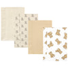 Hudson Baby Unisex Baby Cotton Flannel Burp Cloths, Teddy Bears 4 Pack, One Size