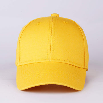 Langzhen Cotton Outdoor Toddler Girls Boys Plain Baseball Cap Baby Infant Structured Adjustable Hat For Kids Sun Hat (M-Yellow)