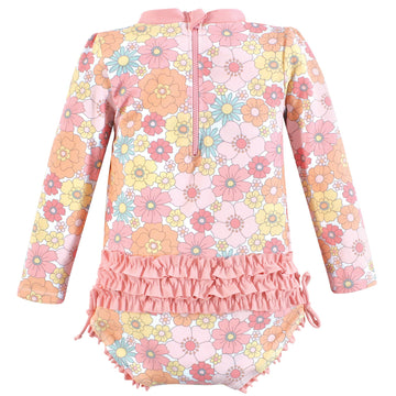 Hudson Baby Baby Girl'S Toddler Swimsuit, Peace Love Flowers