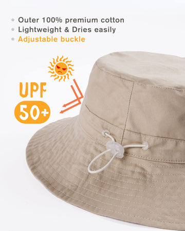 Baby Sun Hat For Boy Girl Toddler Summer Bucket Hat Kids Sun Protection Beach Hat Cotton Baby Hats Light Khaki