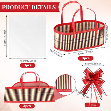Reallnaive Baskets For Gifts Empty Large Woven Bamboo Basket For Valentine Baby Shower Birthday Party Empty Gift 15.75 X 7.87 X