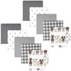 Hudson Baby Unisex Baby Flannel Cotton Washcloths 10-Pack, Farm Friends Grey, One Size