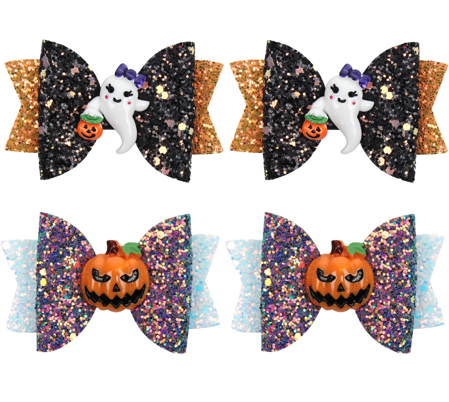 Love Sweety Baby Rose Halloween Headband Infant Pumpkin Hairband Bow Hair Clips (4Pc Shiny A)