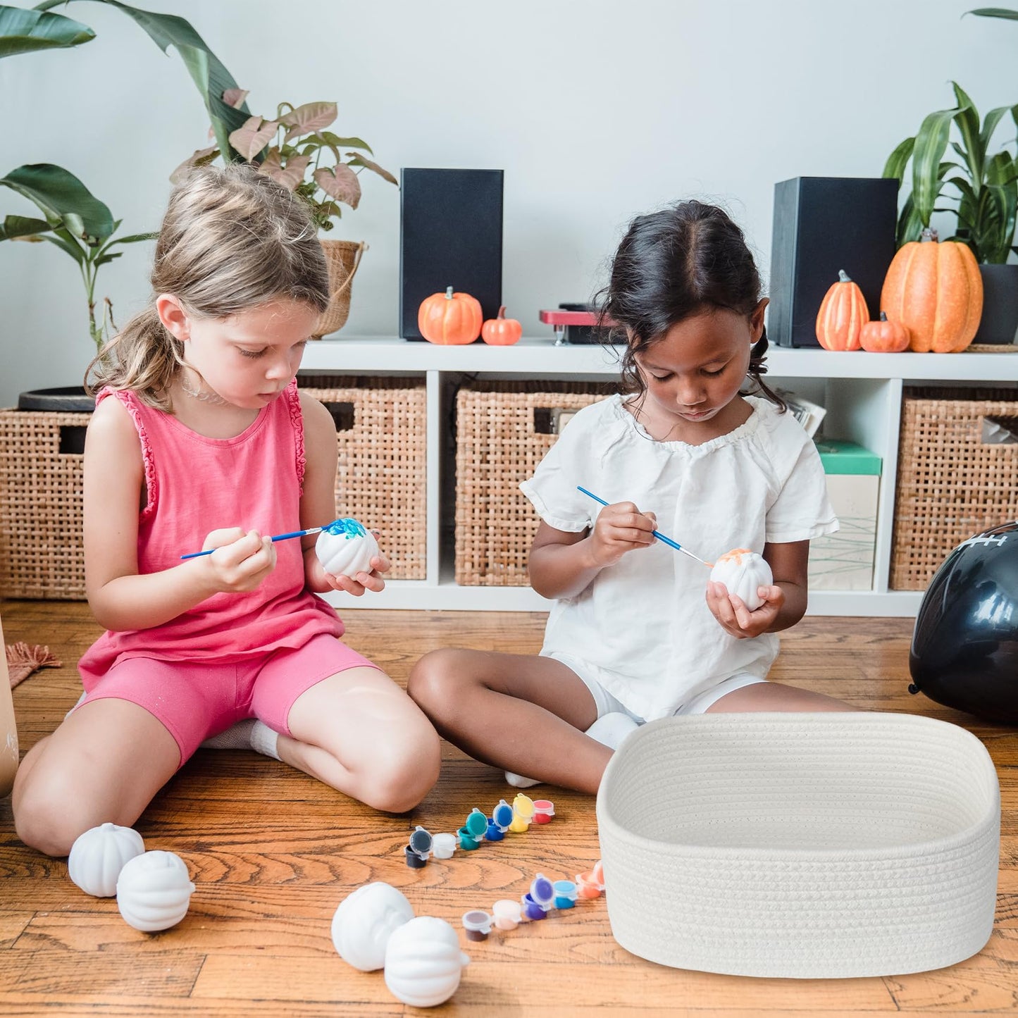 Abenkle Small White Basket, Soft Woven Baskets For Baby Dog And Cat Toys Organizer, Decorative Shelves Closet Organizing Easter