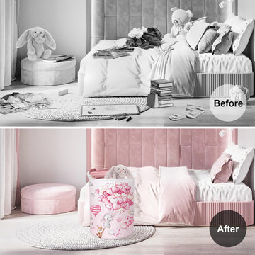 Clastyle Hot Air Balloon Animal Baby Laundry Hamper Kid Storage Basket Boy Girl Gift Toy Box Pink Collapsible Clothes Organizer