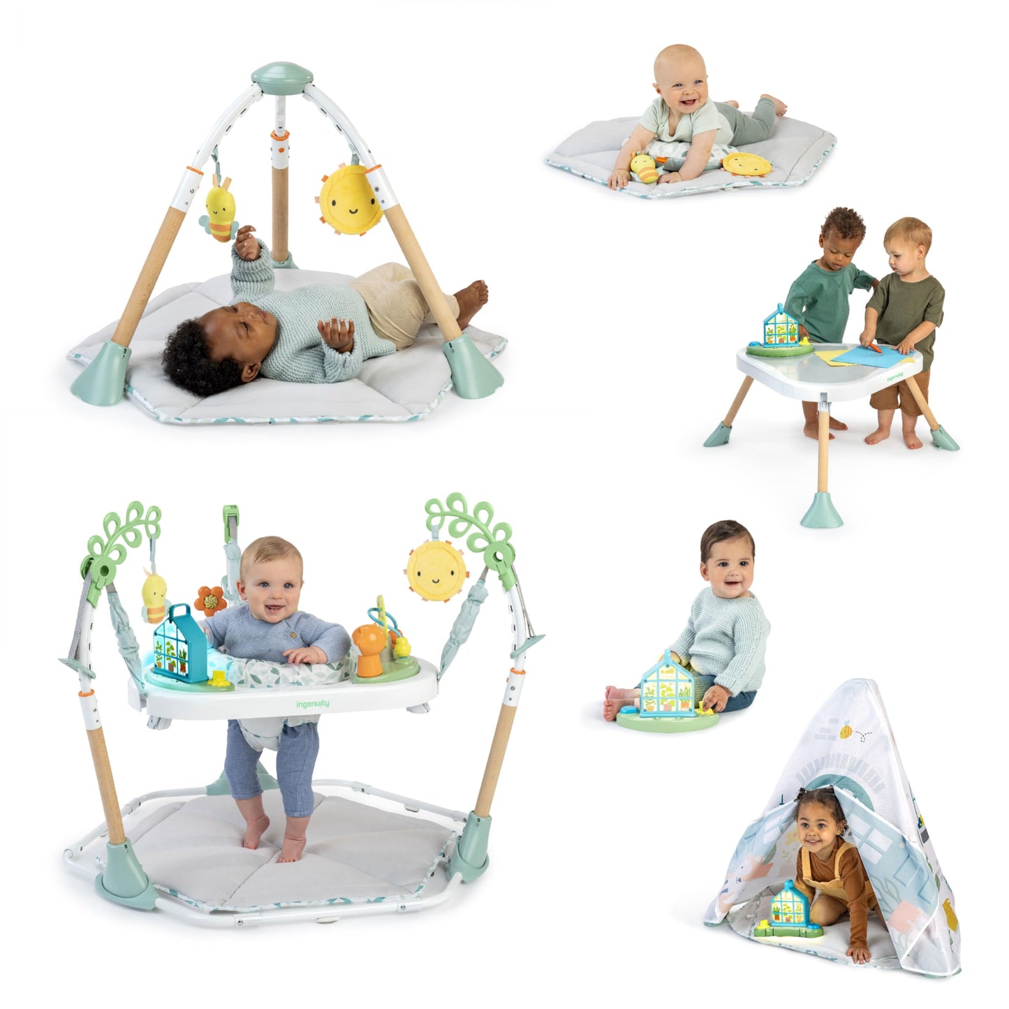 Ingenuity Tummy-To-Toes 6-In-1 Milestone Center, Play Gym, Foldable Mat, Music And Nature Sounds, Lights, Activity Jumper, Table
