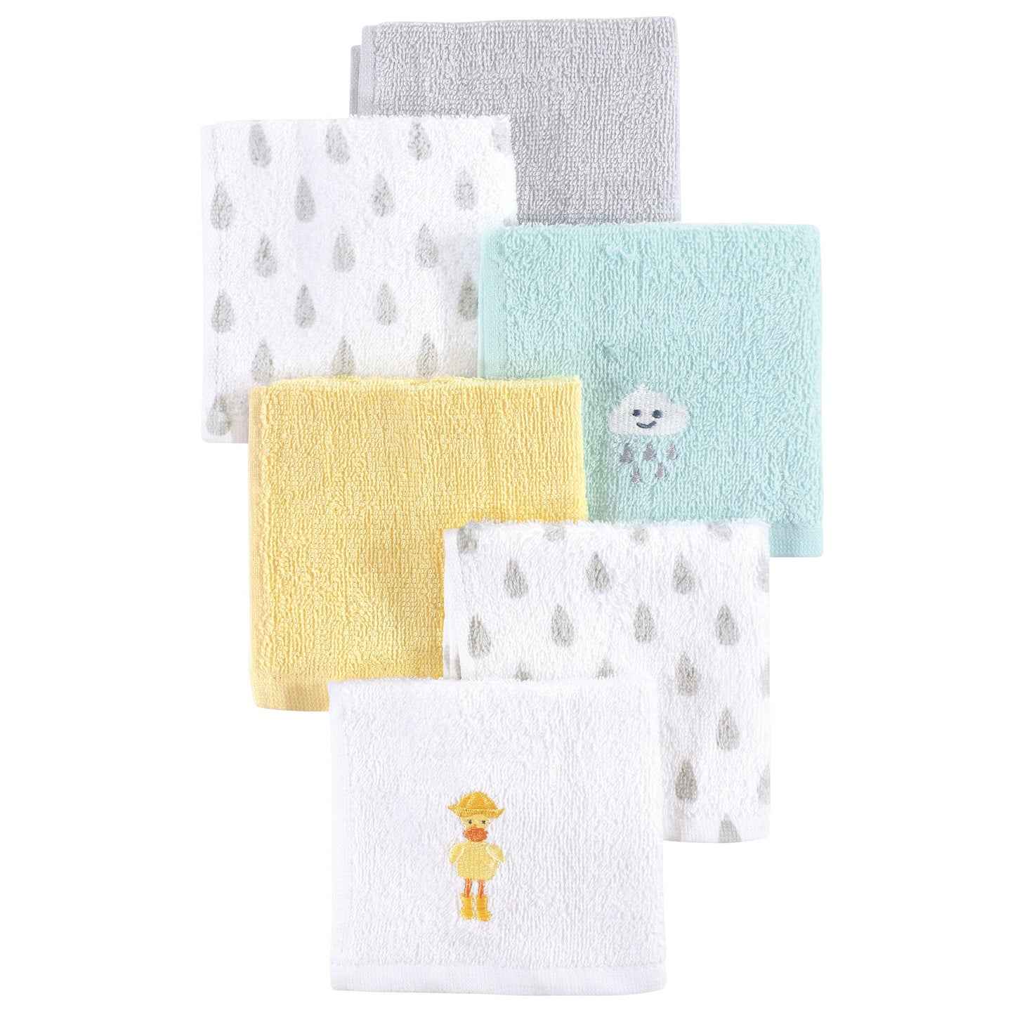 Hudson Baby Unisex Baby Super Soft Cotton Washcloths, Rain Duck, One Size