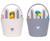 CubesLand First Easter Basket for Boys - 2-Piece Empty Bunny Basket Set with Colorful Woven Design, Easter Eggs Hunt Buckets for