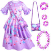 Kaisebile Princess Costume Dress For Girls Birthday Halloween Party Dress Up With Bag,Leis Necklace Headband 7-8 Years