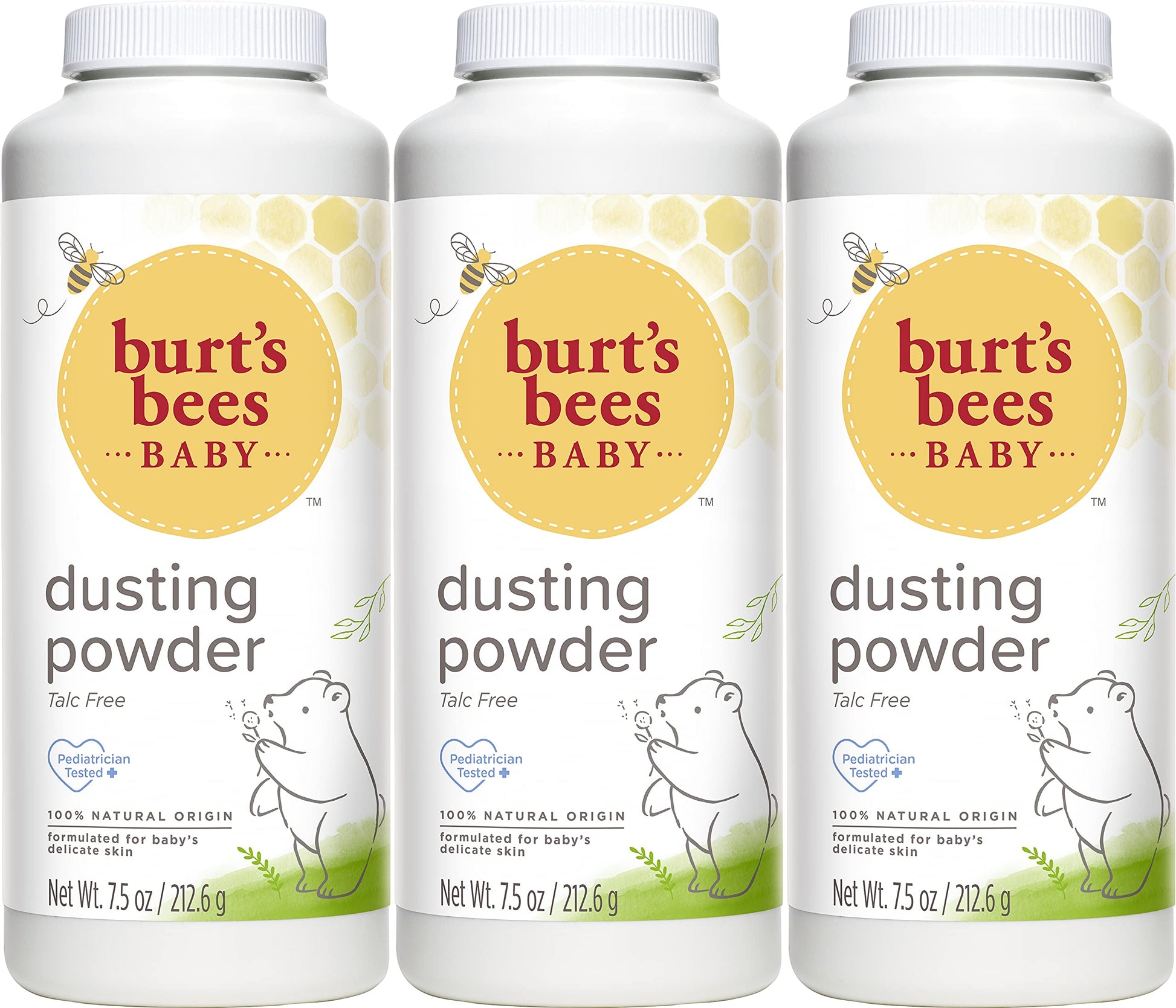 Burt'S Bees Baby Powder, Hypoallergenic Dusting Powder, Non-Irritating, Calming Skin Care, All Natural, Talc Free,7.5 Ounce (Pac