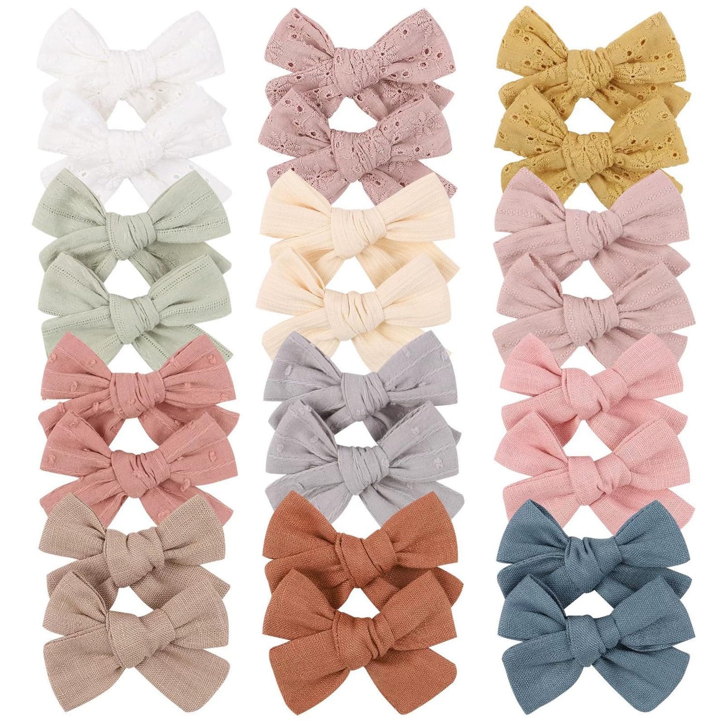3.2'' Girls White Linen Hair Bows Clips - Alligator Clips Hair Accessories For Little Girls, Toddlers, Kids, And Teens