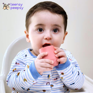 Teensy Peepsy 2 Pack Silicone Baby Cups 6-12 Months, Tiny Cup For 4 Months+ | Open Cup For Baby Girl Gift Baby Essentials Baby L