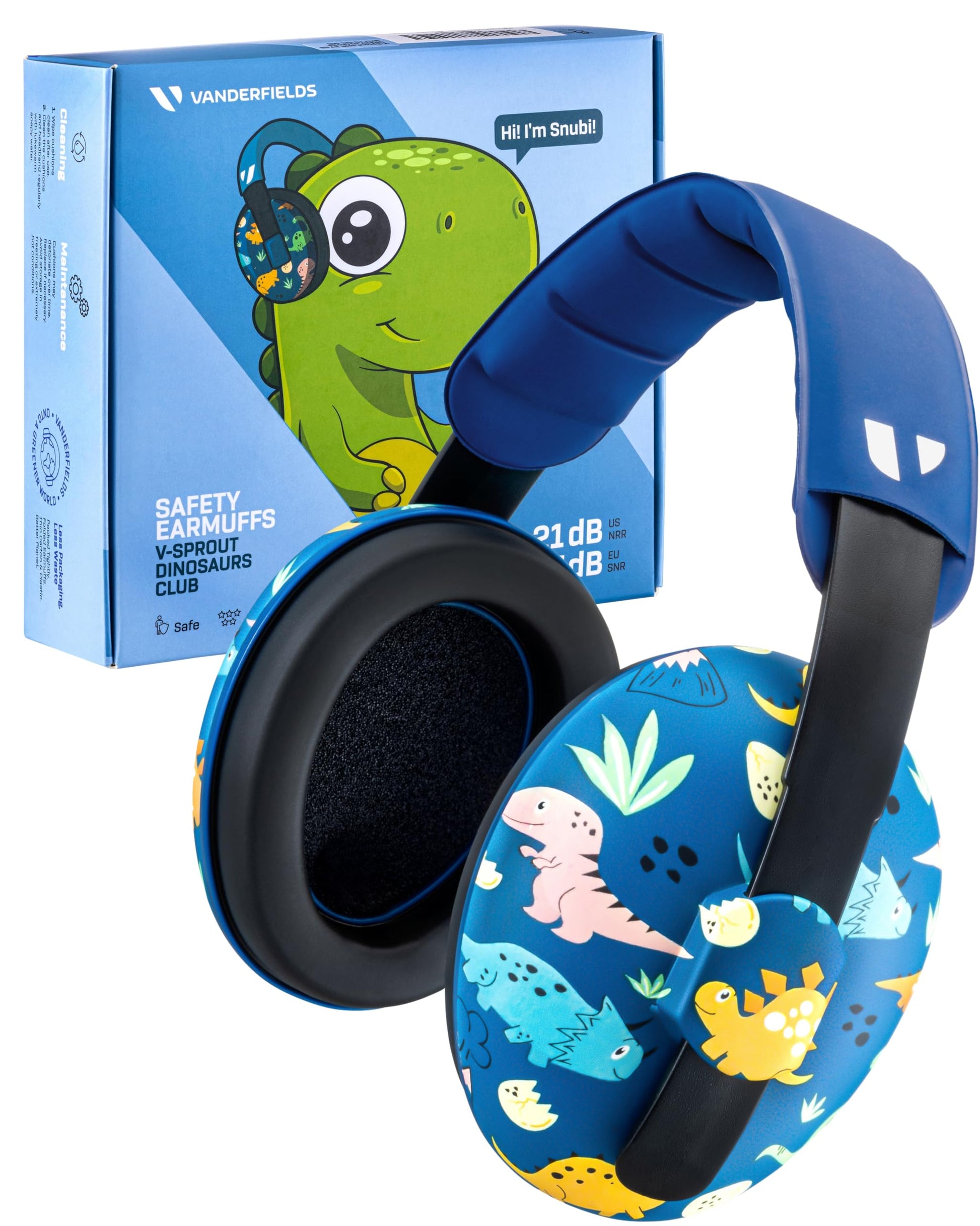 Vanderfields Baby Ear Protection Noise Cancelling Headphones For Babies, Toddlers, Infants 3 Months To 2 Years,Dinosaur Club