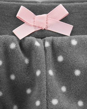 Simple Joys By Carter'S Baby Girls' 4-Pack Fleece Pants, Charcoal Dots/Orange/Pink/White, 0-3 Months