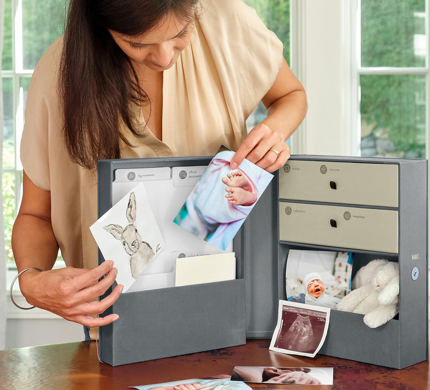 Savor | Baby Keepsake Organizer Box | The Original Fabric Acid-Free Modern Minimalist Gender-neutral Memory Box with Labels | Fo