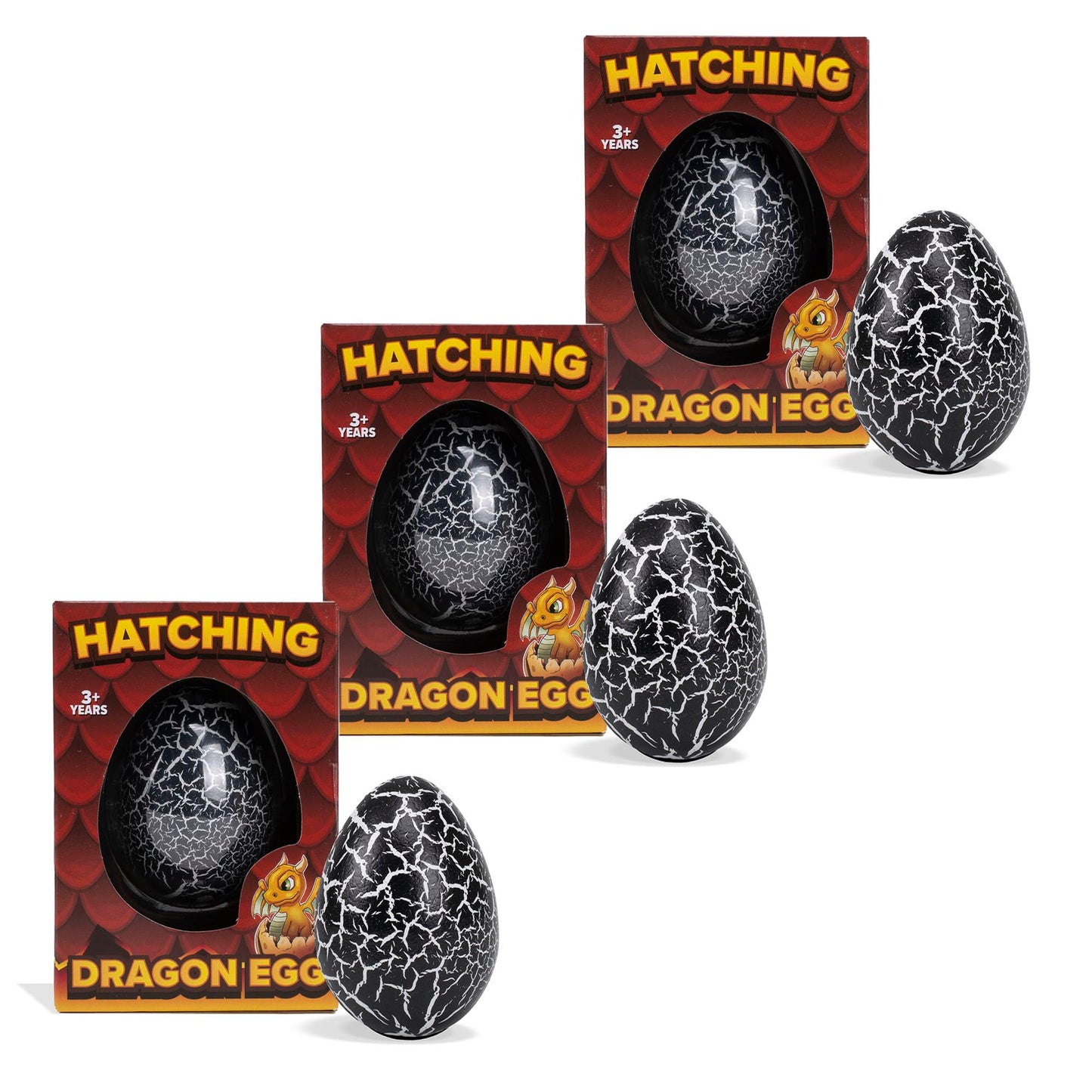 Class Collections Surprise Growing Dragon Hatch Egg Kids Novelty Toy - Pack of 3, Black