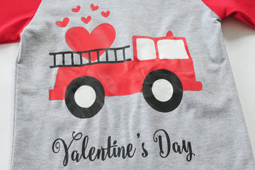 Boys Pajamas Valentines Day Clothes Fire Truck With Love Heart Pjs Toddler Sleepwear Kids Pant Set 3T