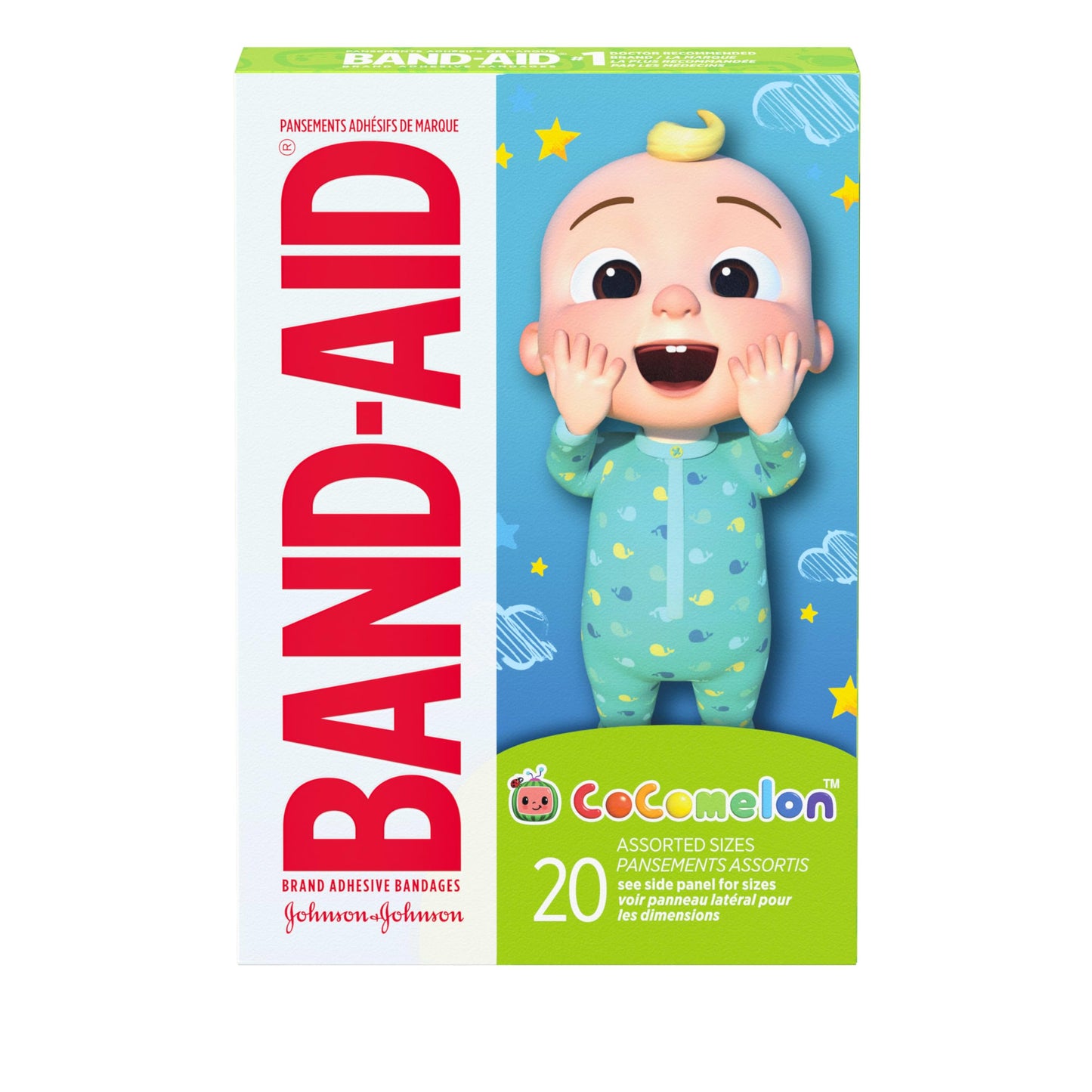 Band-Aid Brand Adhesive First Aid Bandages For Kids & Toddlers Featuring Moonbug Cocomelon Characters, Sterile Individually Wrap
